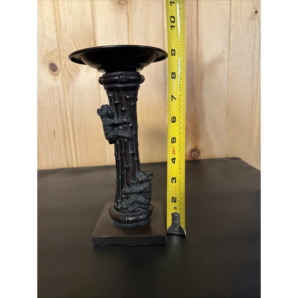 Vintage Pier One Dark Brown Resin Monkeys Candle Stick Holder 9 Inch
